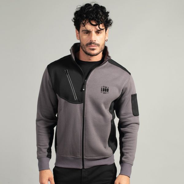 Felpa Uomo Misto Cotone e Poliestere Multitasche e Piping Rifrangente Personalizzata come Capo da Lavoro-NIAGARA