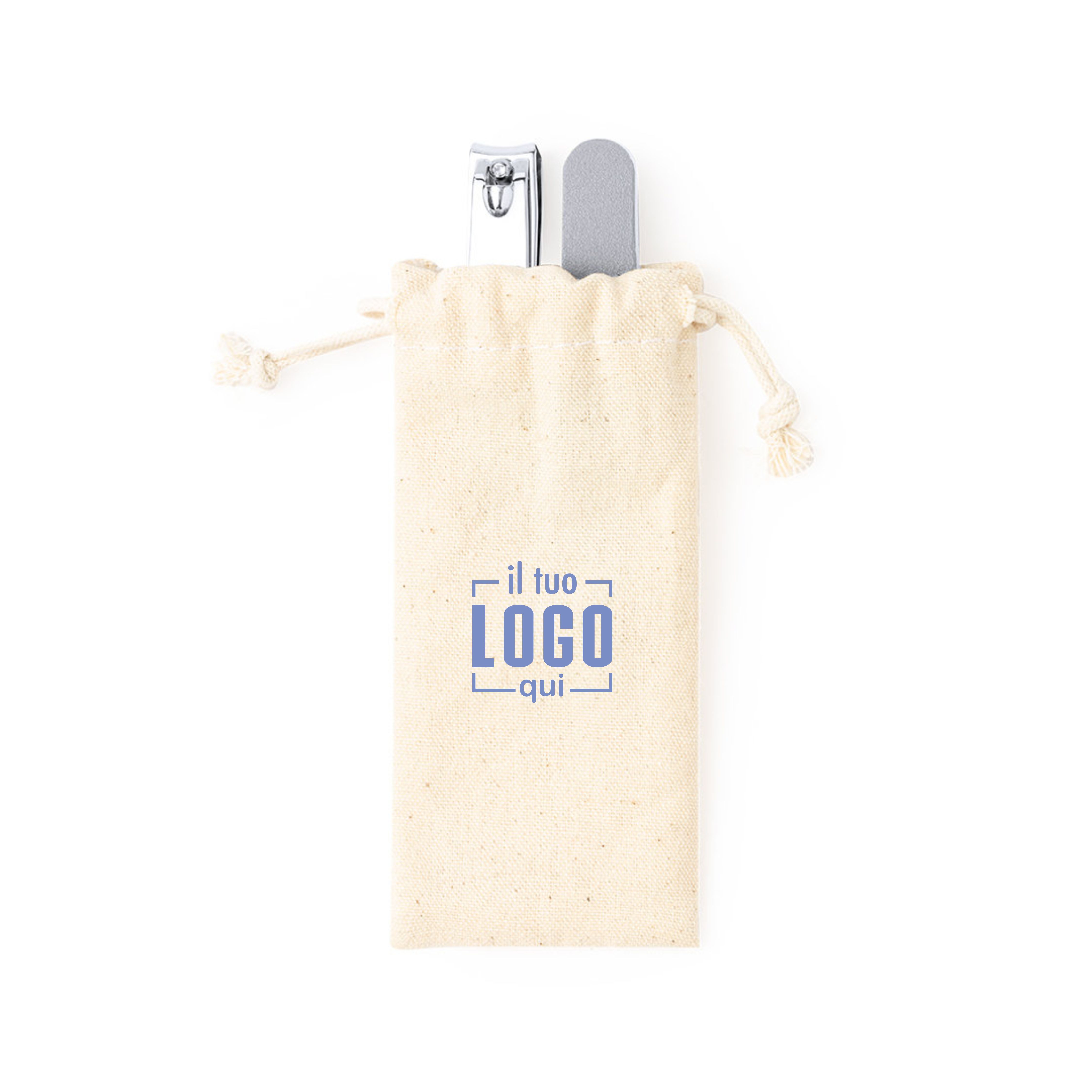 Set manicure con fresa e lima in astuccio cotone naturale | Personalizzato