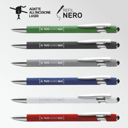 Penna Metallo Soft Touch con Gommino Touch Screen | Personalizzata-CONNY