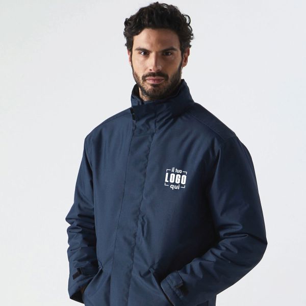 Parka Uomo Full Zip con Cappuccio e Bottoni a Pressione in Poliestere, Antivento Personalizzato Ideale come Capo per Tempo Libero-LOGAN