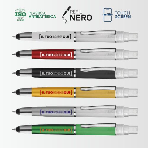 Penna Antibatterica Touch con Contenitore Liquidi 4 ml | Personalizzata - SHIELD