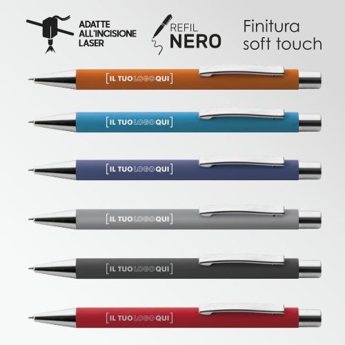 Penna Metallo Soft Touch con Dettagli Cromati | Personalizzata-VELVET