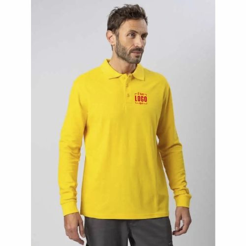 Polo Uomo Manica Lunga in Cotone  Piquè a 3 Bottoni Personalizzata Perfetta come Divisa Team-Evolution Polo L/S