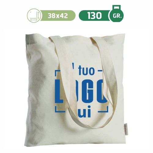Borsa Shopping in Cotone Naturale con Manici Lunghi 38x42 cm peso 130gr Personalizzata-GIZA