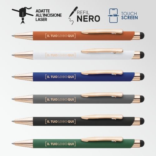 Penna Touch in Alluminio Oro Rosa | Personalizzata