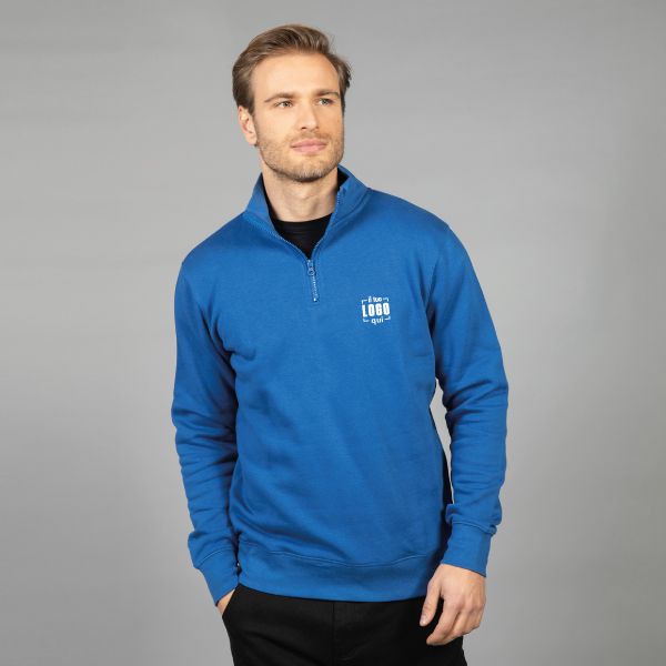 Felpa Uomo in Misto Cotone Mezza Zip non Felpata Personalizzata Ideale come Articolo Promozionale- Bristol Man