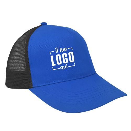 Cappellino 5 Pannelli Cotone con Rete e Visiera Curva| Personalizzato