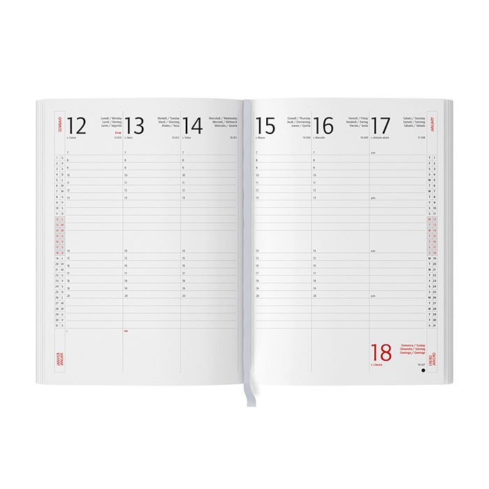 Interno per Agenda Settimanale 17x24 cm | 132 Pagine, Multilingue