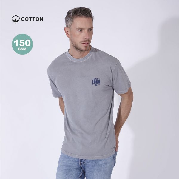 Maglia Unisex Effetto Slavato Manica Corta in 100% Cotone Pettinato Ideale come Capo Promozionale per Eventi, Fiere-SURY