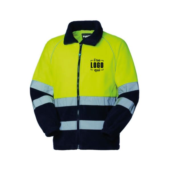 Pile Alta Visibilità per chi Lavora in Ambienti poco Illuminati Full Zip Personalizzato - Rossini