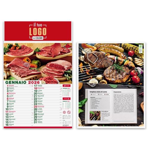 Calendario Illustrato 2026 | Testata 30×9 cm Personalizzato | CARNI