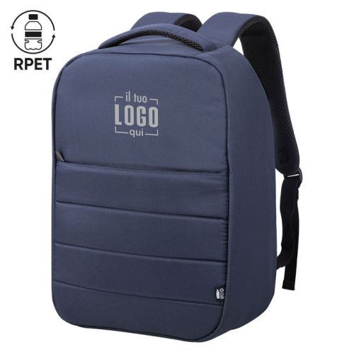Zaino in RPET con Chiusura Antitaccheggio,Tasca Interna Porta PC e Fascia Trolley Personalizzato Perfetto come Articolo da Viaggio-COLLEGE