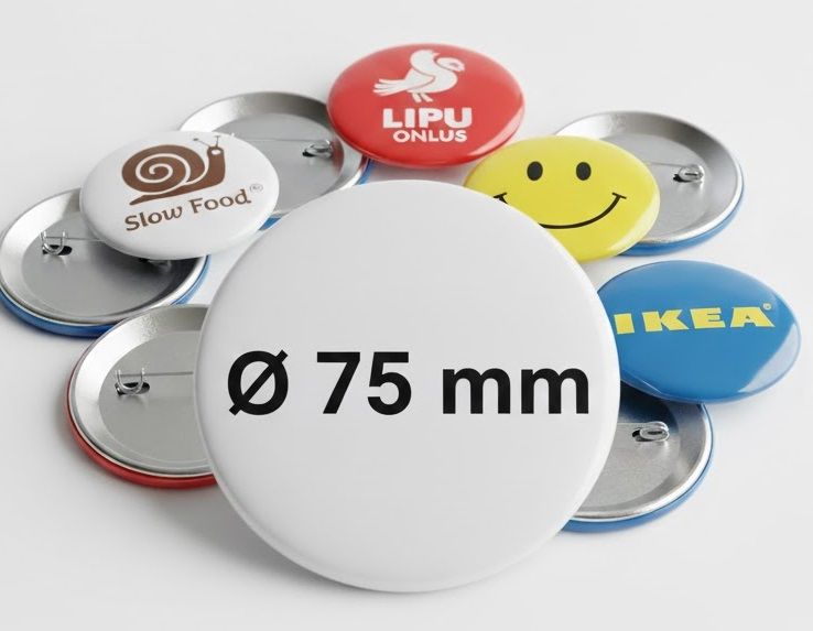 Spille personalizzate full color Ø 75 mm