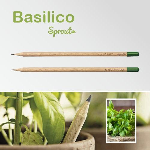 Matita Piantabile SPROUNT Basilico in Legno Naturale Personalizzata