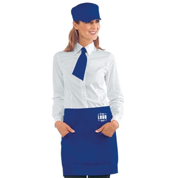 Grembiule da Vita Orleans 72x46 con Doppia Tasca Blu Cina Personalizzato| ISACCO