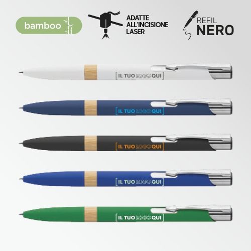 Penna a sfera in bamboo con rifinitura matte | Personalizzata