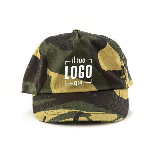 Cappellino 5 Pannelli Mimetico in Cotone Regolabile| Personalizzato
