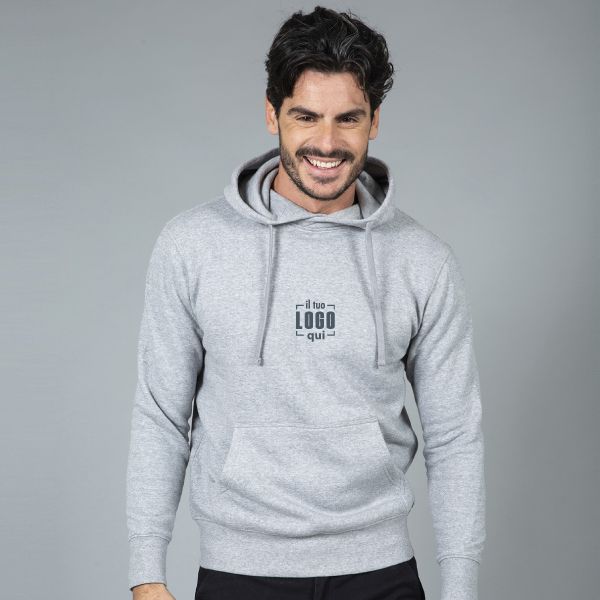 Felpa Uomo Cotone con Cappuccio Foderato Jersey Monocolore Personalizzata Ideale come Capo Promozionale-NEWPORT