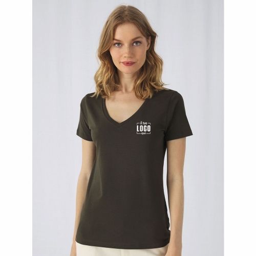 Maglia Donna 100% Cotone Manica Corta Scollo V Bordino Sottile, Sfiancata Personalizzata Ideale come Articolo Promozionale  - Inspire V T