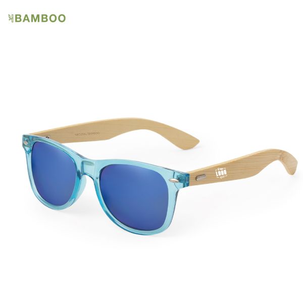 Occhiali da Sole Protezione UV400 Montatura Colorata e Lenti in PC Effetto a Specchio, Aste in Bambù-DRISTAN