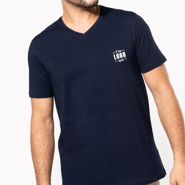 Maglia Manica Corta Uomo 100% Cotone di Alta Qualità Scollo V Personalizzata Ideale come Capo Promozionale-V-NEK-PAYPER