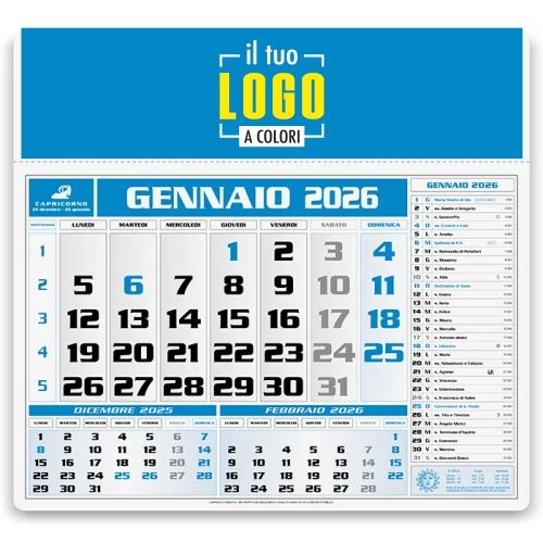 Calendario Mensile 2026 | Testata 43×10,5 cm Rinforzata | Personalizzabile | AMERICANO
