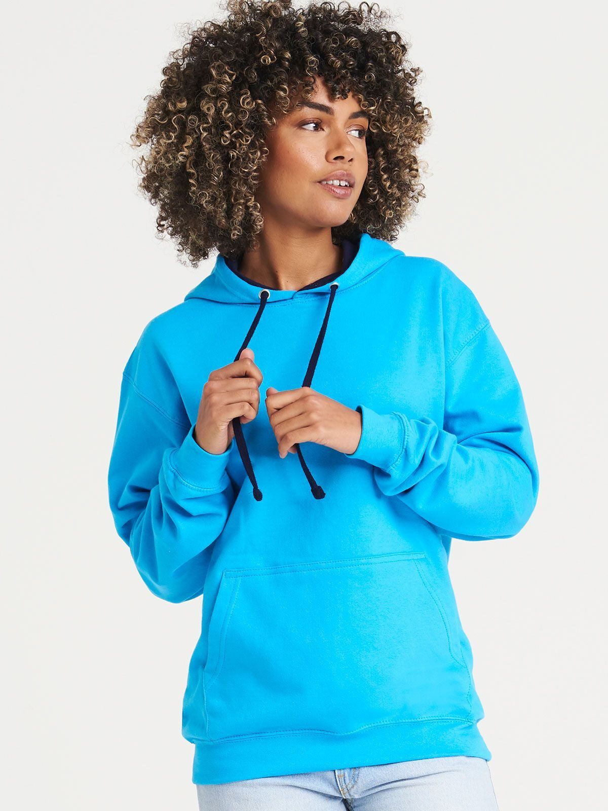 Felpa Cotone Unisex Cappuccio e Cordoncini a Contrasto di Colore, Interno Felpato in Cotone Personalizzata Ideale come Articolo per Tempo Libero-Varsity Hoodie