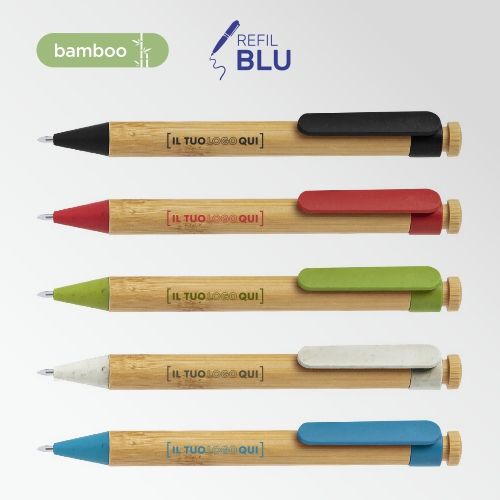 Penna eco in bambù e fibra di grano con clip XL | Personalizzata