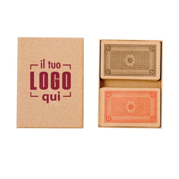 Set di Carte Spagnole e Francesi da Gioco in Cartone Riciclato Personalizzate Ideali come Gadget Promozionale-Kardain