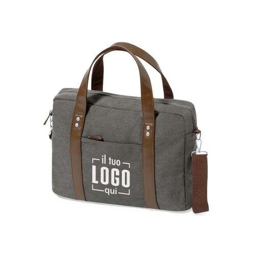 Borsa Portadocumenti con Tracolla e Tasca Interna per PC in Tela e Pelle Personalizzata Ideale da Portare in Ufficio