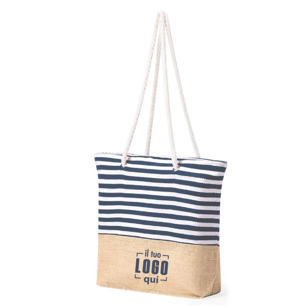 Borsa Mare in Cotone e Juta 55x39 CM Personalizzata Ideale come Gadget Mare-IVYX