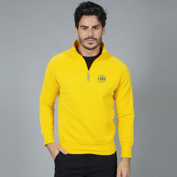 Felpa Monocolore a Mezza Zip da Uomo in Cotone Personalizzata Ideale come Articolo Promozionale-Kioto Man