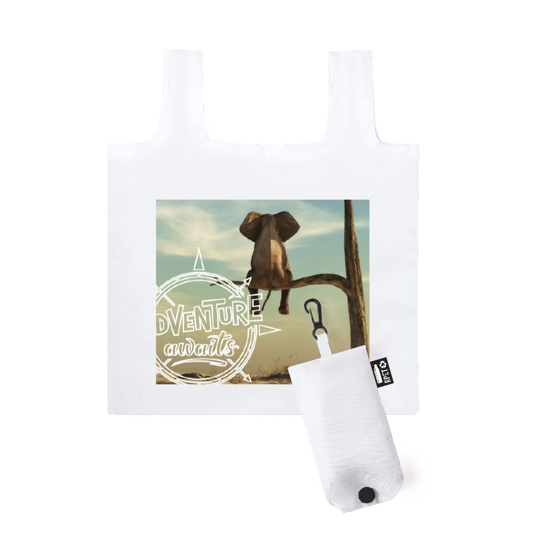 Borsa Pieghevole RPET con Moschettone e Bottone Personalizzata