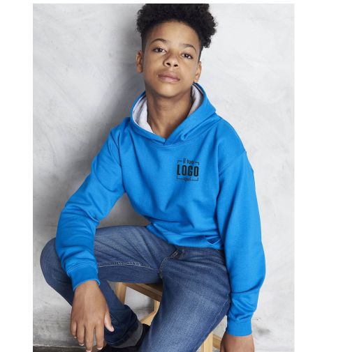 Felpa con Cappuccio a Doppio Colore Bambino Personalizzata Ideale come Capo Sport
