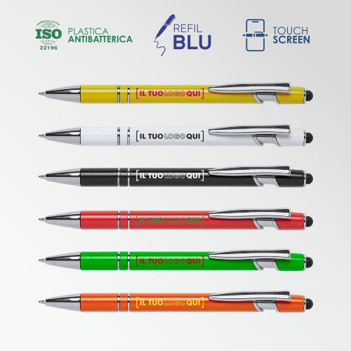 Penna Touch con Clip in Metallo e Refill Jumbo Blu | Personalizzata