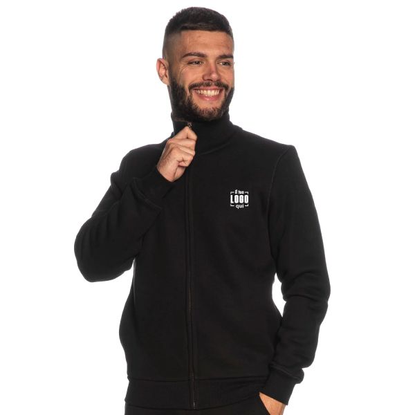 Felpa Uomo Full Zip Garzata con Doppio Cursore in Metallo Personalizzata Ideale come Capo per Divise, da Lavoro-PAYPER-PANAMA+