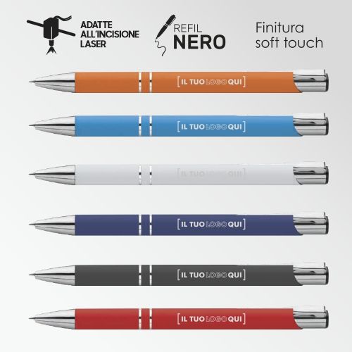 Penna in Metallo Soft Touch con Minuterie Cromate | Personalizzata-SILKY