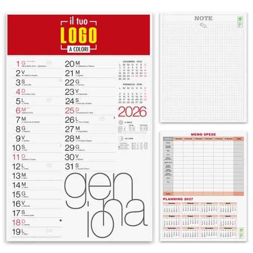 Calendario Olandese 2026 | Mensile testata 30×9 cm Personalizzabile | ELEGANT