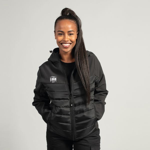 Giubbino Donna Ibrido in Poliestere e Softshell con Cappuccio Personalizzato Ideale come Capo per il Tempo Libero-Tamigi Lady