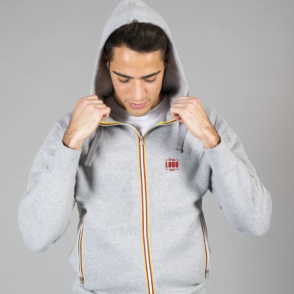 Felpa in Cotone e Poliestere da Uomo con Cappuccio Foderato e Zip Lunga Colorata Personalizzata- Las Vegas Man