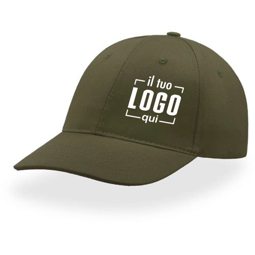 Cappello con Visiera in Cotone, Chiusura a Velcro Taglia Unica Personalizzato Ideale come Gadget Promozionale-Start Six - ATLANTIS