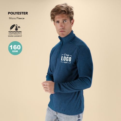 Maglia in Pile Unisex Effetto Melange Chiusura a Mezza Zip Personalizzata Perfetta come Capo Invernale Promozionale-ARSUK