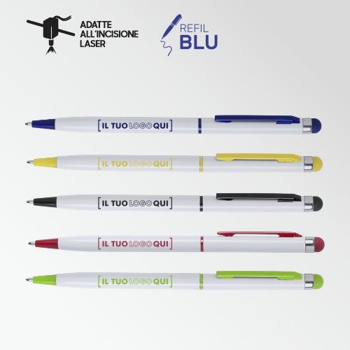 Penna girevole in alluminio – dettagli colorati vivaci | Personalizzata