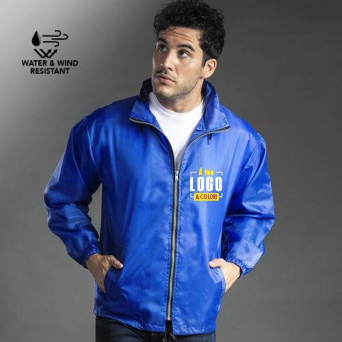 Giacca Impermeabile a Vento con Cappuccio in Poliestere da Uomo Personalizzata Ideale come Articolo Promozionale-GARU