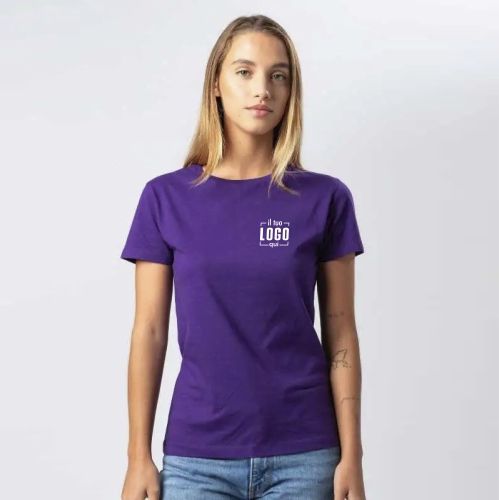 T-Shirt Manica Corta Donna a Girocollo in Cotone Personalizzata Ideale per Eventi Marketing, Staff, per Campagne Pubblicitarie -  Evolution Donna