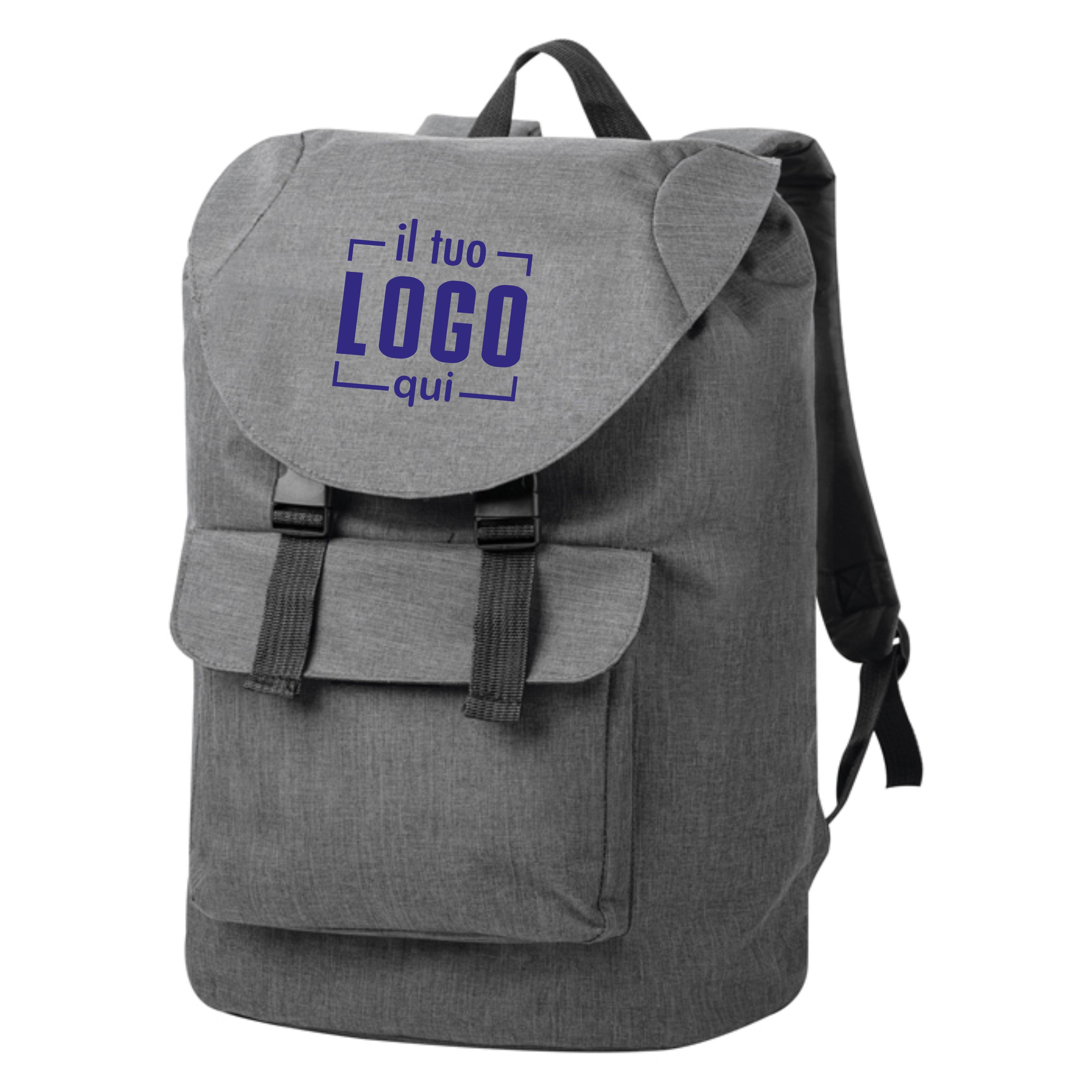 Zaino in Poliestere Effetto Melange, Tasca Frontale e Chiusura con Fibbie Personalizzato Ideale come Articolo da Lavoro-EDINBURGH