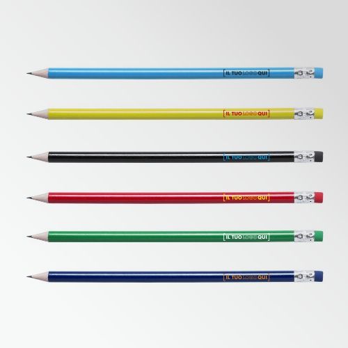 Matita in Legno Colorata con Corpo Tondo e Gomma Coordinata Personalizzata-MELART