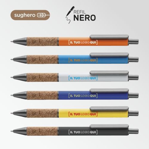 Penna a Sfera con Fusto in Plastica e Sughero Personalizzata-CAPRI