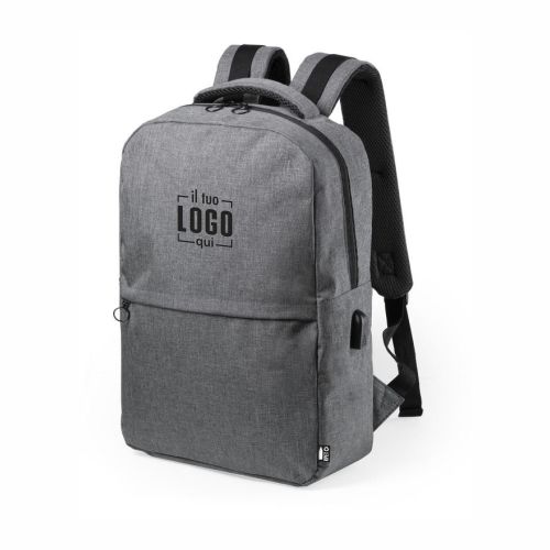 Zaino Indicato per Viaggi di Lavoro in RPET, Chiusura a Doppia Zip e Tasca Frontale Personalizzato