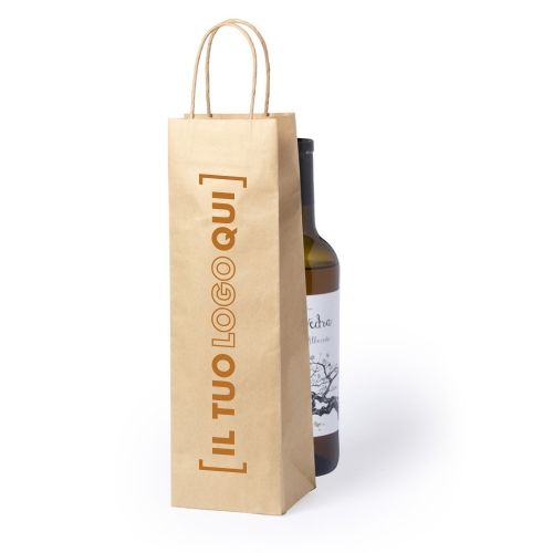 Shopper Carta Naturale per Bottiglie da 1L con Manici Rinforzati Personalizzati